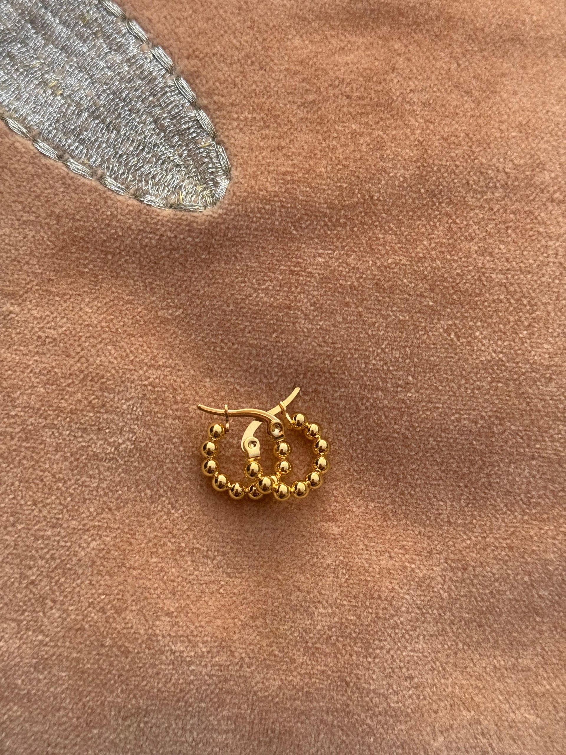 RVS creool 14mm "bolletjes" - goud