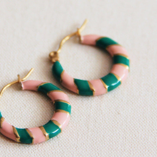 Oorbellen groen-roze